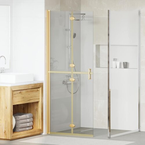 vidaXL Zid za walk-in tuš Ostalo Zlatna i prozirna 80 x 190 cm Cijene