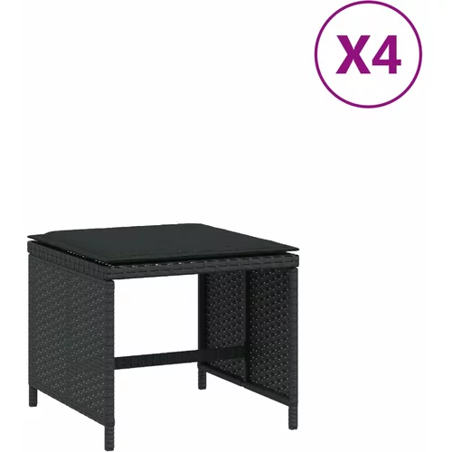 vidaXL Vrtni stolčki z blazinami 4 kosi črni 41x41x36 cm poli ratan, (21023923)