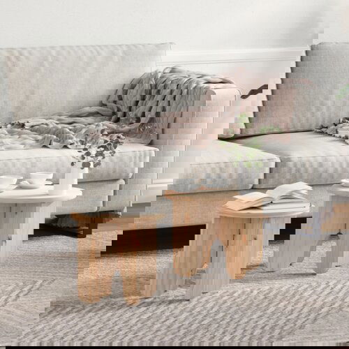 VidaXL Set kavno mizico 2 pcs Naravna 39.5 x 39.5 x 30 cm Slike