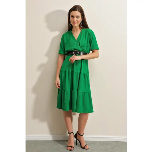 Bigdart 2377 Belt Knitted Dress - Green