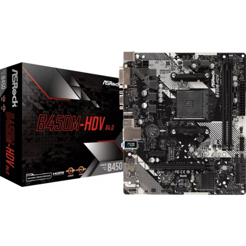 AsRock MB B450M-HDV R4.0 AMD B450AM42xDDR4 VGA,DVI,HDMI,micro ATX
