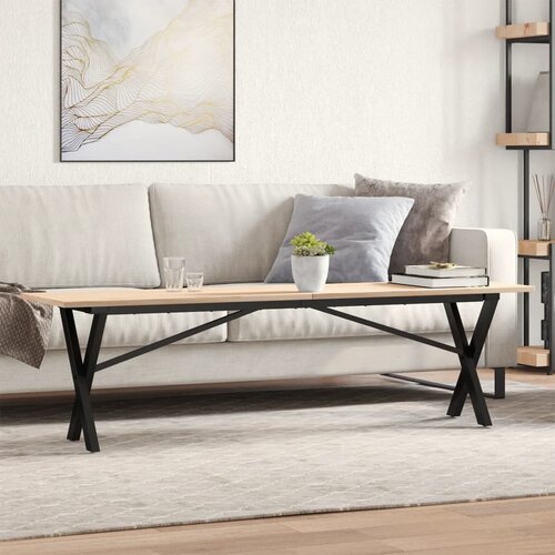  The Living Store Klubska mizica X okvir 160x40x45 cm trdna borovina lito železo - Klubska Mizica, (21496162) Slike