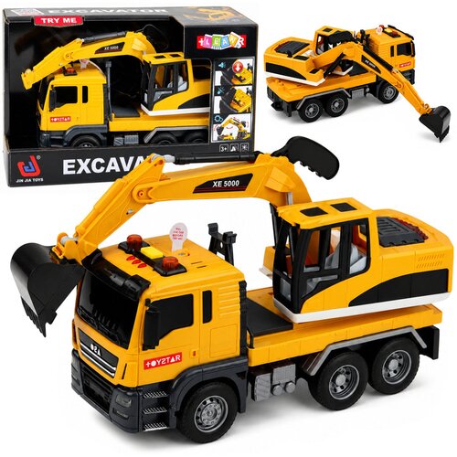 Truck with Excavator Movable Bucket Lights Sounds Drive Yellow 1:14 Cene