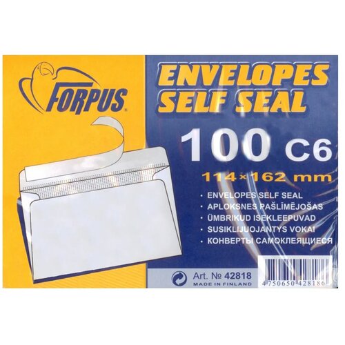 Forpus Kuverta C6, 114 x 162 mm, bela &ndash; 100/1 Cene