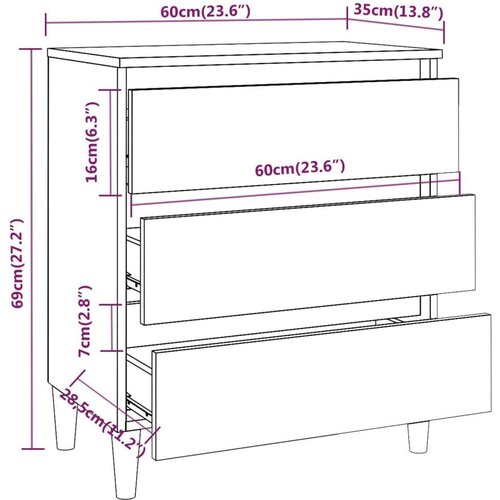  Komoda boja dimljenog hrasta 60 x 35 x 69 cm konstruirano drvo Slike