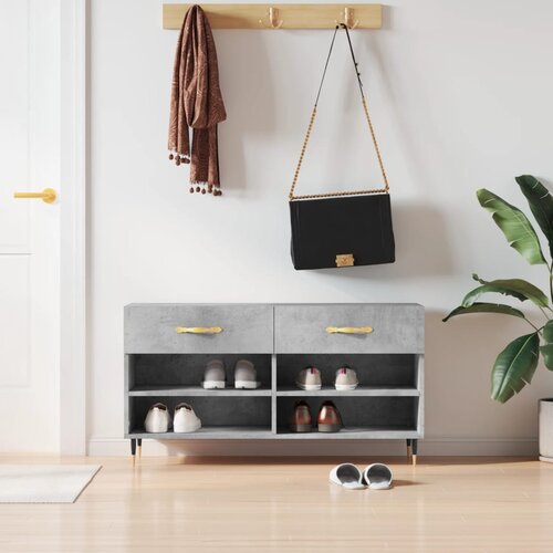 VidaXL Klupa za cipele siva boja betona 102x35x55 cm konstruirano drvo Slike