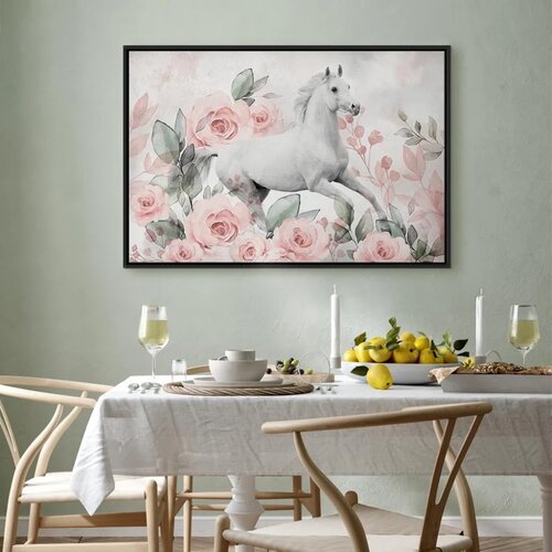  Slika - Gallop Among the Roses (1 Part) Wide 90x60 U crnom drvenom okviru Slike