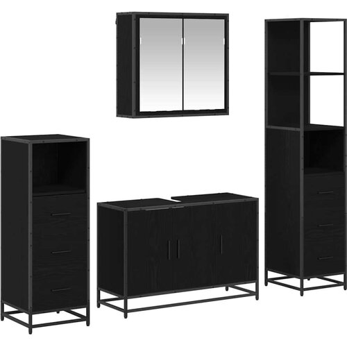 VidaXL set namje&amp;scaron;taja za kupaonicu 4 pcs crni hrast 90 x 33 x 60 cm Slike