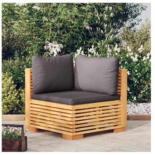  Kutna vrtna sofa s tamnosivim jastucima od masivne tikovine Cijene