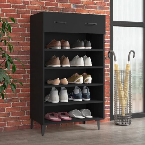 The Living Store Omarica za čevlje črna 60x35x105 cm konstruiran les - Omarica Za Čevlje, (21434021) Slike