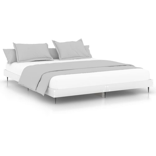 VidaXL Posteljni okvir bel 140x200 cm inženirski les, (20726739) Slike
