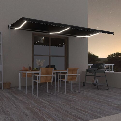 VidaXL Automatska tenda sa senzorom za vjetar LED 600x350 cm antracit Slike