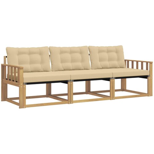 vidaXL Zunanja garnitura za sedenje z blazino 3 pcs Bela in bež, (5000279920) Cene