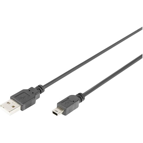 Digitus USB 2.0 priključni kabel, tip A - mini B (5-pin) M/M, 3,0 m, združljiv z USB 2.0, blk USB kabel USB-A vtič, USB-mini-B vtič 3 m črna DB-300130, (20417159) Cene