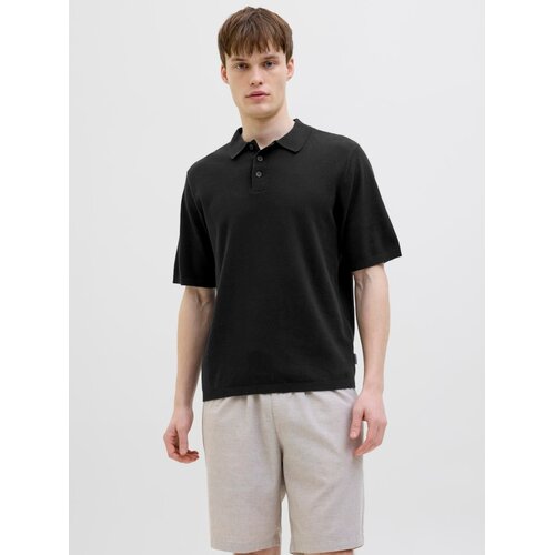 JJ Rebel Mu&amp;scaron;ka majica JREBCALLUM KNIT POLO SS SN, Crna Slike