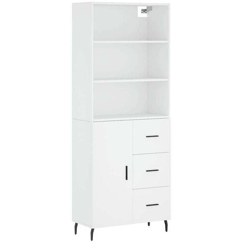 VidaXL Visoka omara bela 69,5x34x180 cm inženirski les Slike