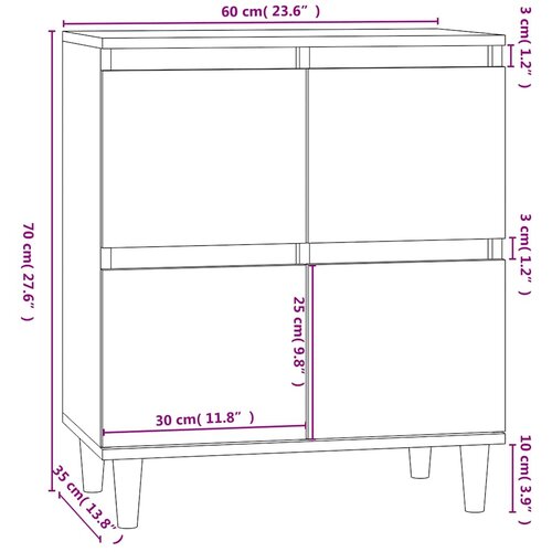  Komoda boja dimljenog hrasta 60 x 35 x 70 cm konstruirano drvo Slike