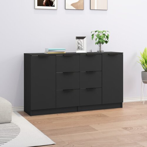 The Living Store Komoda 2 kosa črna 60x30x70 cm inženirski les - Komoda, (21661779) Slike