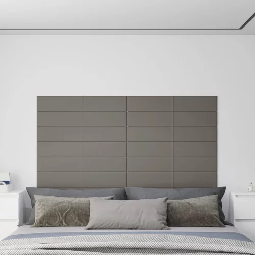 vidaXL Stenski paneli 12 kosov svetlo sivi 90x15 cm žamet 1,62 m²