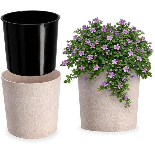 KADAX cvetlični lonec, cvetlični lonec, stojalo za rože, 30 cm, za dnevno sobo, bež + vložek, (5000346654) Cene