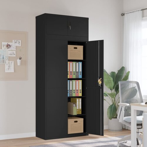 Ormarić za spise crni 90 x 40 x 220 cm čelični Cijene