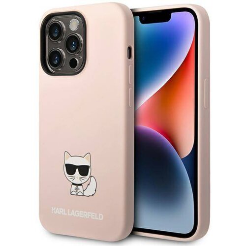 Karl Lagerfeld KLHCP14LSLCTPI za iphone 14 pro roza silikonska za&amp;scaron;čita - choupette logo Slike