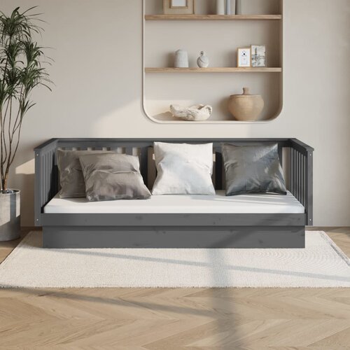 vidaXL Dnevna postelja siva 100x200 cm trdna borovina Cene