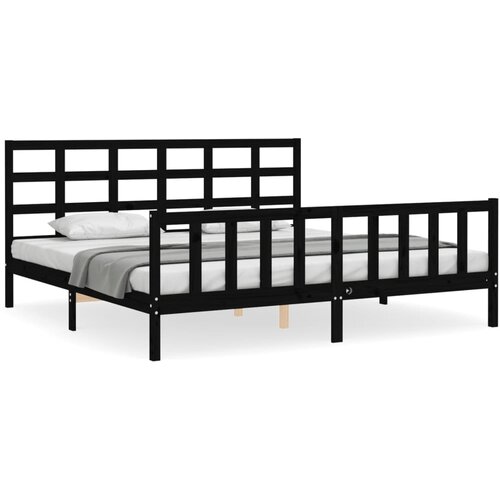 VidaXL Posteljni okvir z vzglavjem črn 200x200 cm trden les, (20735059) Slike