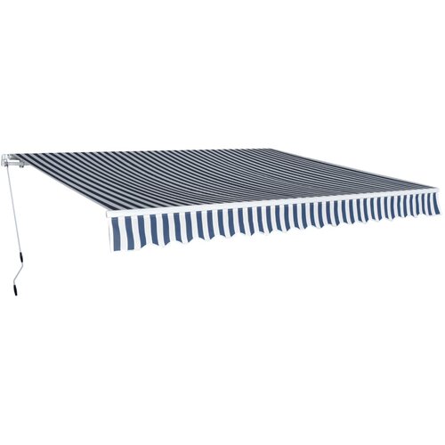 vidaXL ročno zložljiva tenda 400 cm modre in bele barve Cene