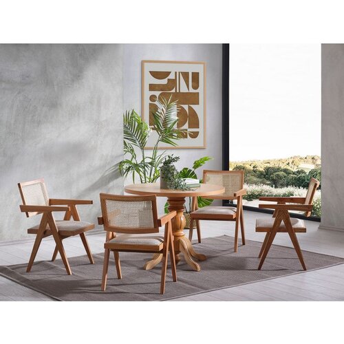 Hanah home roma - natural natural dining table & chairs set (4 pieces) Cene