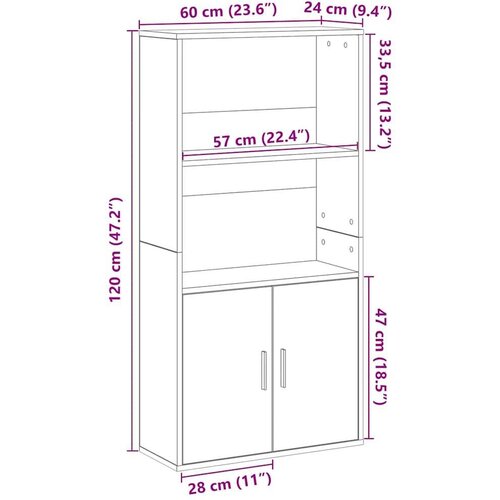 VidaXL Regal za knjige boja hrasta 60x24x120 cm od konstruiranog drva Slike