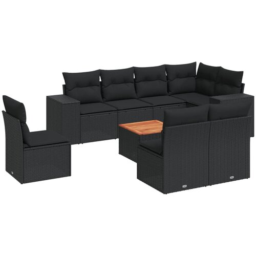 vidaXL 9-dijelni set vrtnih sofa s jastucima crni od poliratana Cijene