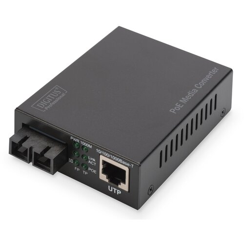 Digitus Gigabit PoE media converter, RJ45 /SC, MM, PSE Cene