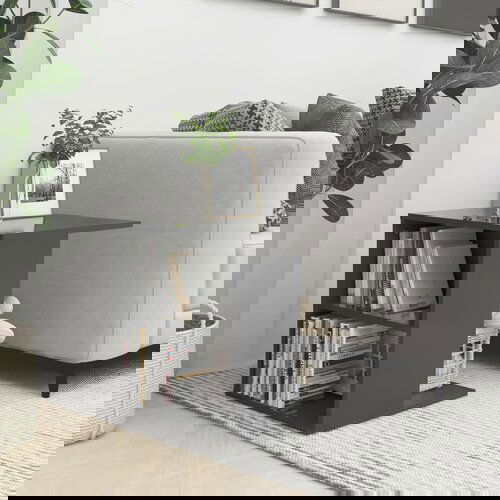 Furnova Stranska mizica visok sijaj siva 45x45x48 cm iverna plo&amp;scaron;ča, (21914810) Slike