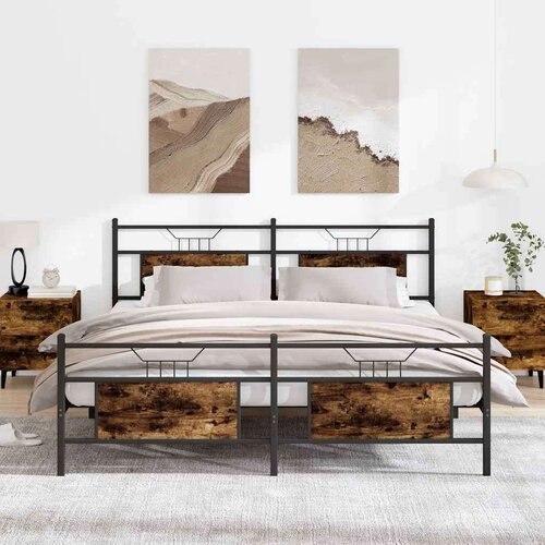 VidaXL Metalni okvir kreveta bez madraca boja hrasta 160x200 cm Slike