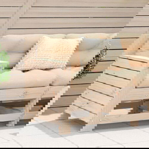 vidaXL Vrtni kavč z blazino trdna borovina Cene