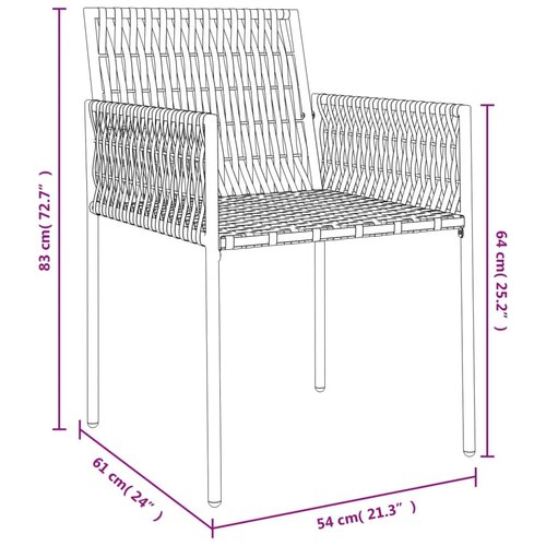  Vrtne stolice s jastucima 6 kom crne 54x61x83 cm od poliratana Slike