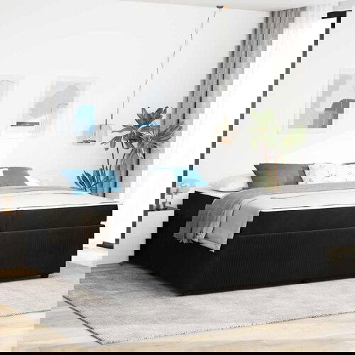 VidaXL Okvir kreveta s madracem s madracem Crna 200 x 200 cm Bar&amp;scaron;un Slike