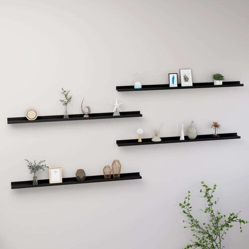  Zidne police 4 kom crne 115 x 9 x 3 cm Slike