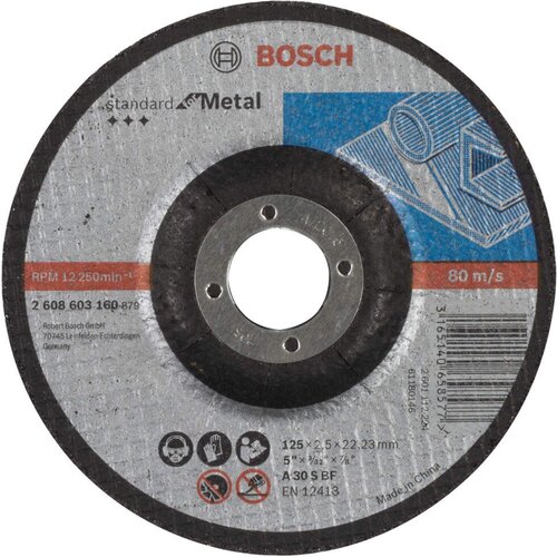 Bosch rezna ploča ispupčena Standard for Metal A 30 S BF, 125 mm, 22,23 mm, 2,5 mm - 2608603160 Slike