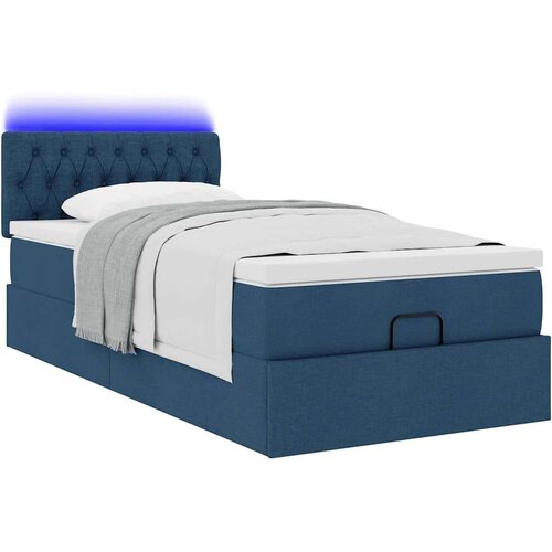 VidaXL otomanski krevet s madracem plavi 100x200 cm tkanine Slike