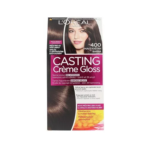 L´Oréal Paris Casting Creme Gloss barva za lase za barvane lase za vse vrste las 48 ml odtenek 400 Dark Brown poškodovana škatla