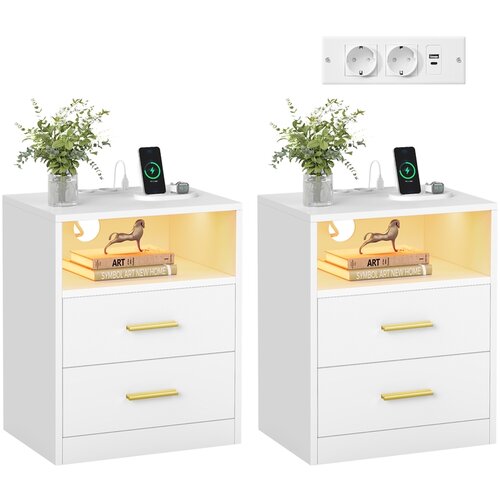 Songmics Komplet nočnih omaric 35x40,1x50,2 cm bela, (5000273799) Slike