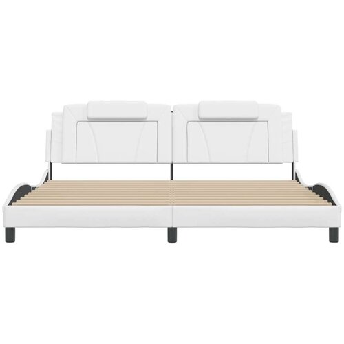  Okvir za krevet s uzglavljem bijeli 200x200 cm od umjetne kože Slike