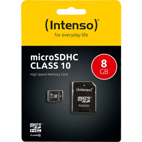 Intenso (Intenso) Micro SD Kartica 8GB Class 10 (SDHC &amp; SDXC) sa adapterom - SDHCmicro+ad-8GB/Class10 Cijene