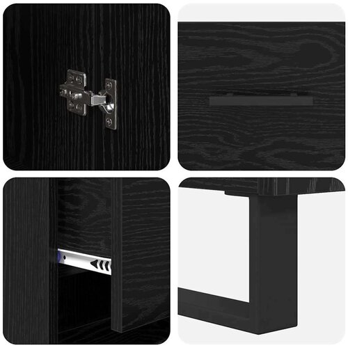 VidaXL Highboard Crni hrast 34,5 x 34 x 180 cm Konstruirano drvo Slike