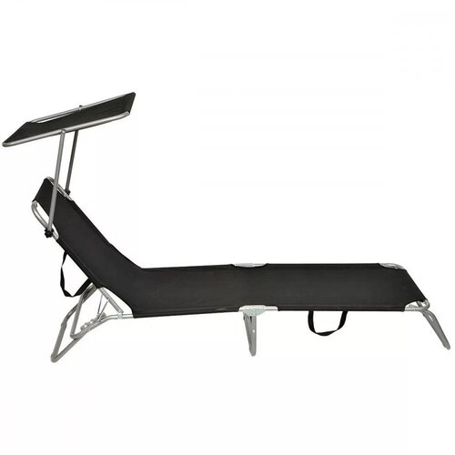Enero Camp sklopivi kamperski krevet s podesivim naslonom i sjenilom 186 &amp;times; 56 cm &amp;ndash; crni Slike