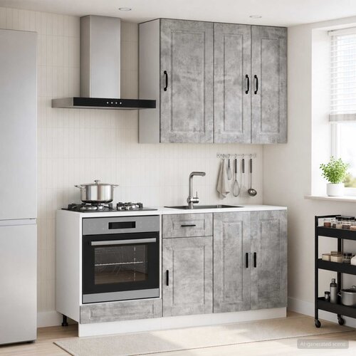  Kuhinjska jedinica PORTO 5 pcs Betonska siva Konstruirano drvo Cijene