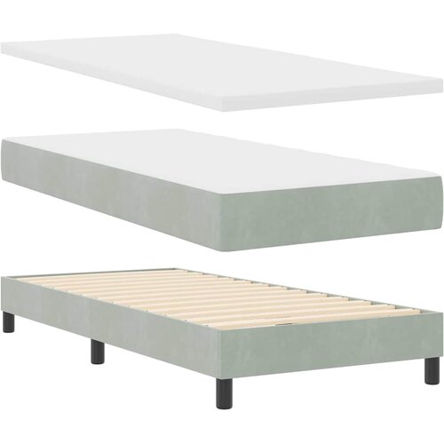  LED Box Spring Krevet Svijetlo siva 90 x 200 cm Bar&amp;scaron;un Slike