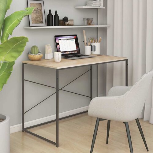  Stol za računalo crni i hrast 110x60x70 cm konstruirano drvo Cijene